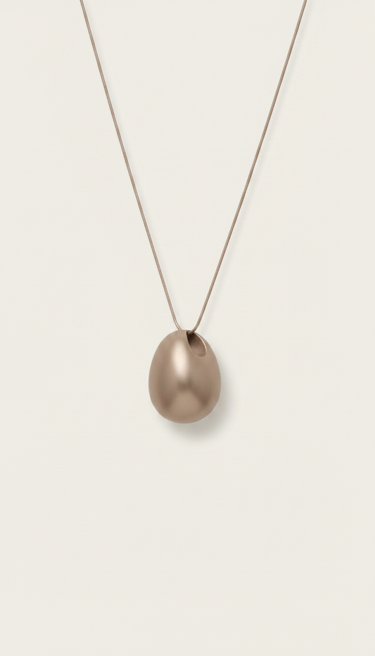Alternate angle view of Soft Taupe Pendant Necklace