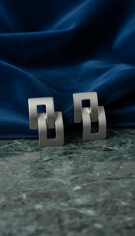 Modern Steel Hoop Earrings in a new setting