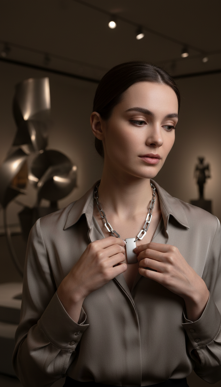 Matte Finish Necklace in use