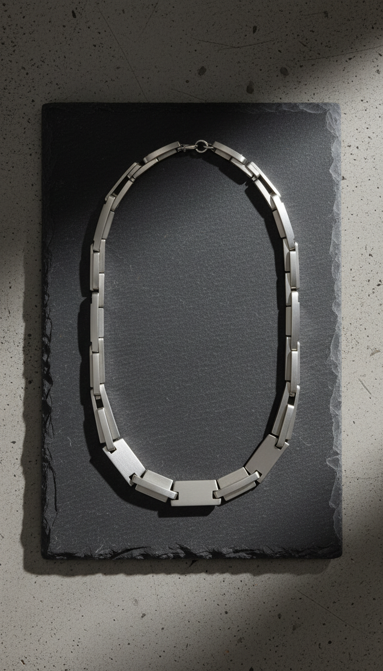 Architectural Sterling Silver Necklace in a new setting