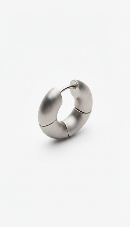 Alternate angle view of Brushed Steel Modular Hoop Earrings